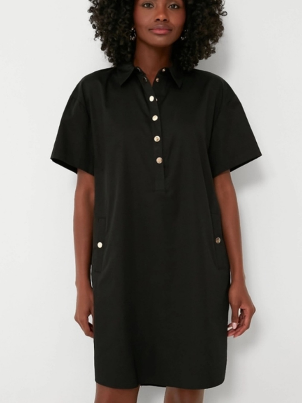 Pomander Place Black Collared Shirt Dress